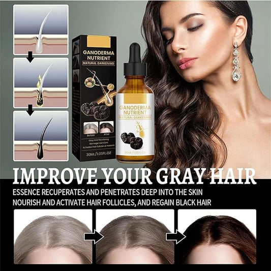 Anti-Greying Hair Serum, Hair Darkening Serum, Hair Repair Massage Essence,Organic Ganoderma Nutrient Hair Grey Reverse Essence, Darken Your Hair Naturally Without Harming Them