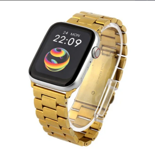 A22 Apple Logo Smart Watch With Golden Stainless Steel Straps