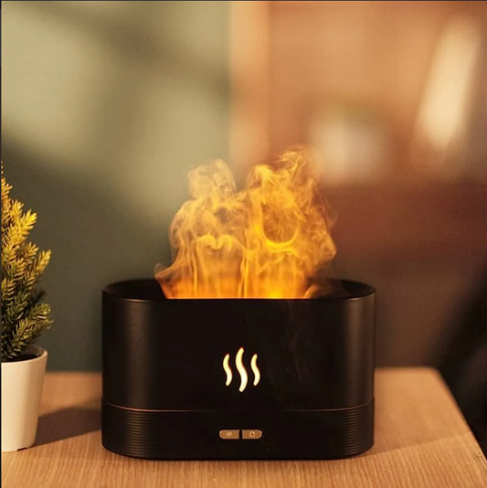 3D Flame Effect Humidifier Desktop Humidifier Quiet Essential Oil Diffuser